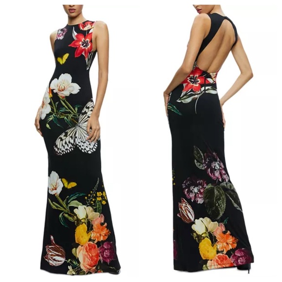 Alice and Olivia Delora Floral Print Sleeveless Gown12 NWT